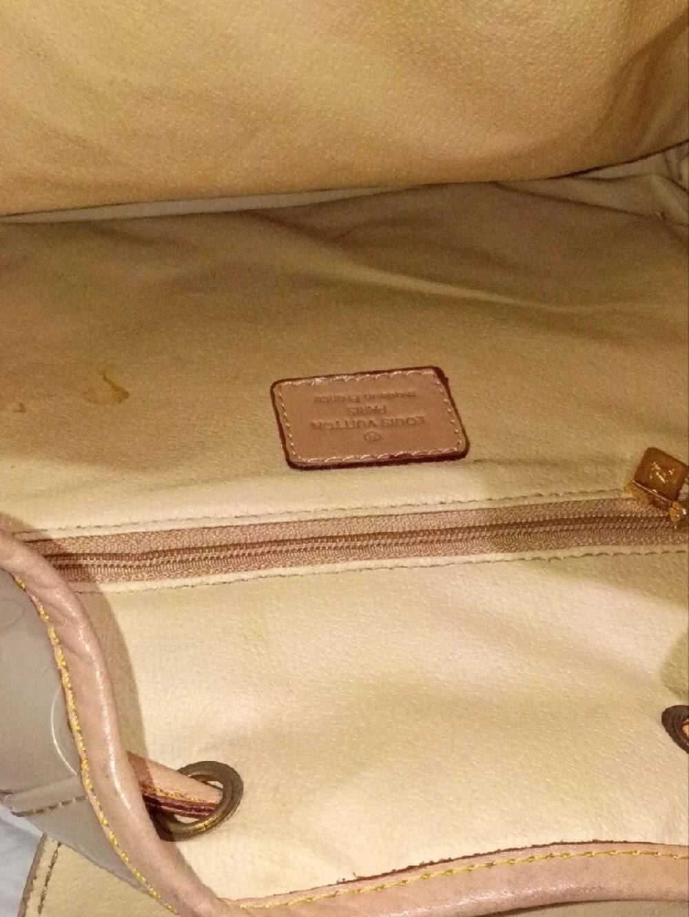 Louis Vuitton Metallic Taupe Drawstring Monogram Backpack with Tan Trim
